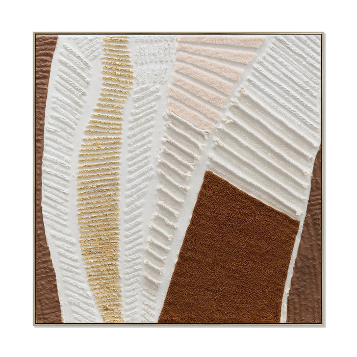 Sienna Linea Style B 100 x 100cm Framed Canvas - Natural