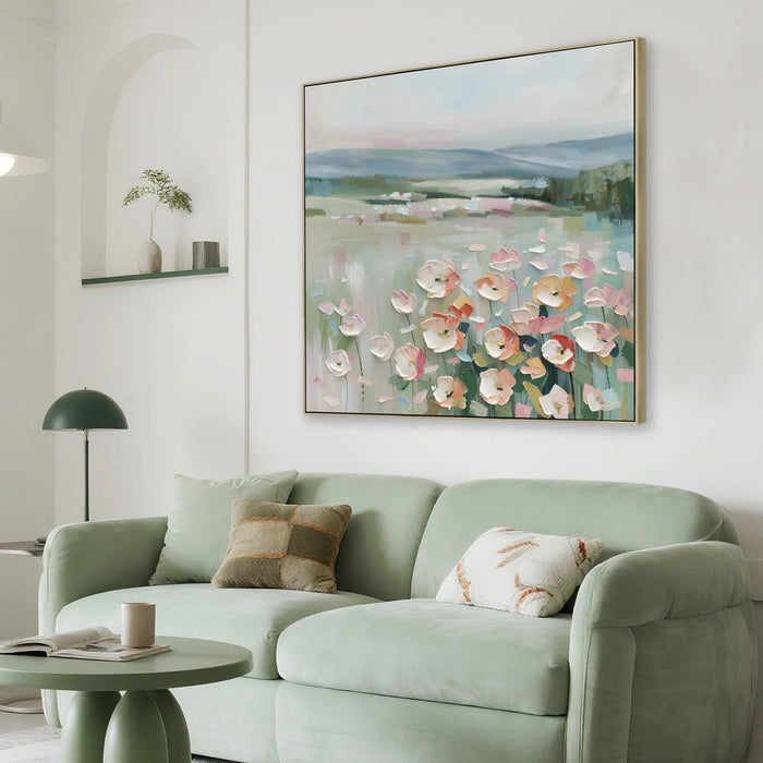 Fleurval Dawn 100 x 100cm Framed Canvas - Natural