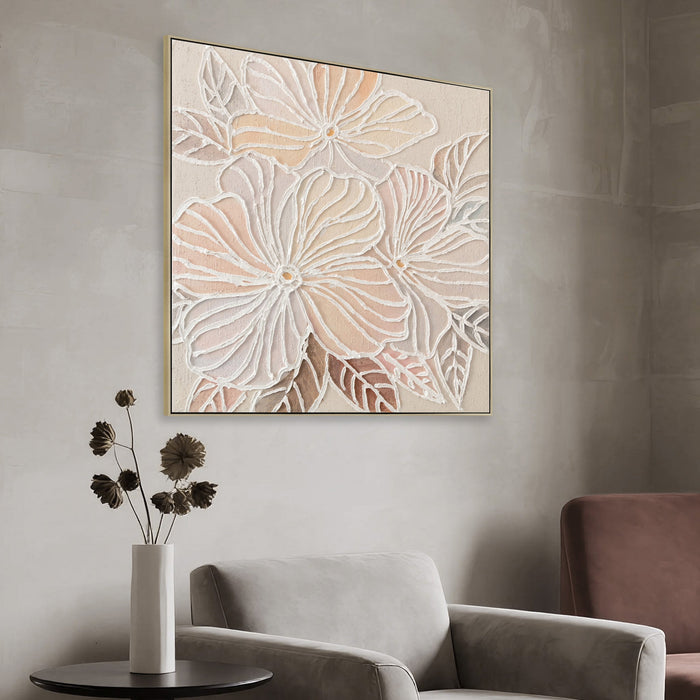 Amora Bloom 80 x 80cm Framed Canvas - Natural