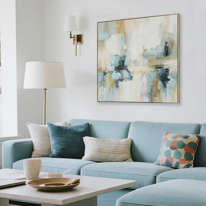 Nordic Haze 80 x 80cm Framed Canvas - Natural
