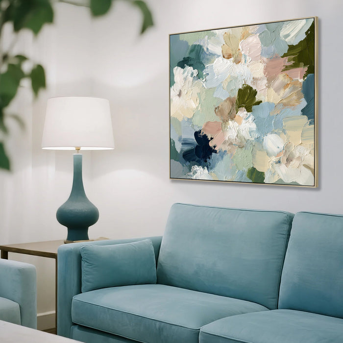 Florence Mist 100 x 100cm Framed Canvas - Natural