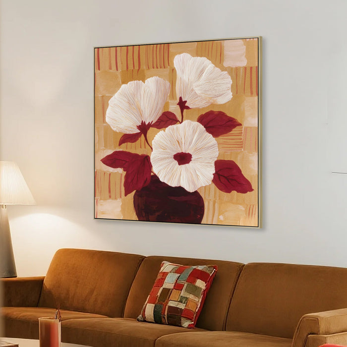 Eternal Bloom 80 x 80cm Framed Canvas - Natural
