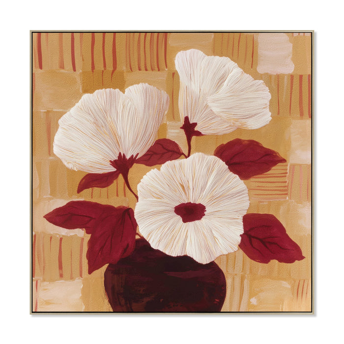 Eternal Bloom 80 x 80cm Framed Canvas - Natural