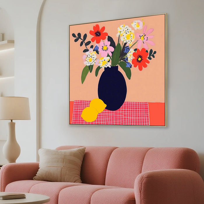 Vivid Botanica 60 x 60cm Framed Canvas - Natural