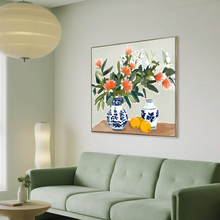 Azure Orchard 80 x 80cm Framed Canvas - Natural