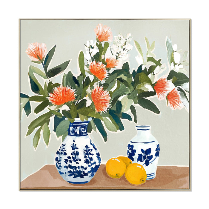 Azure Orchard 80 x 80cm Framed Canvas - Natural