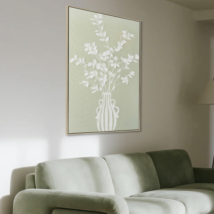 Verdant Whisper 60 x 90cm Framed Canvas - Natural