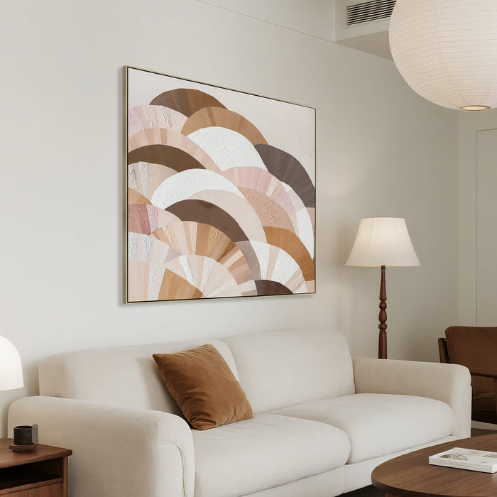 Terra Fan 80 x 80cm Framed Canvas - Natural