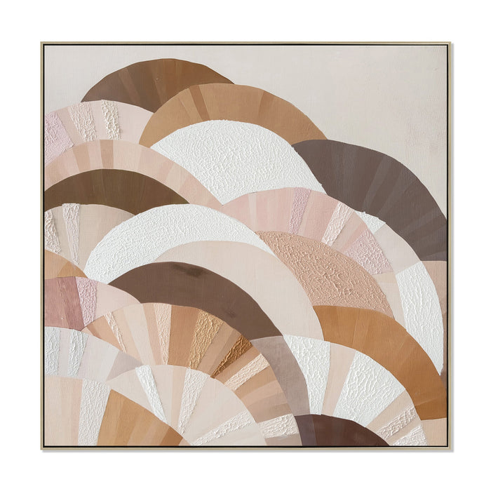 Terra Fan 80 x 80cm Framed Canvas - Natural