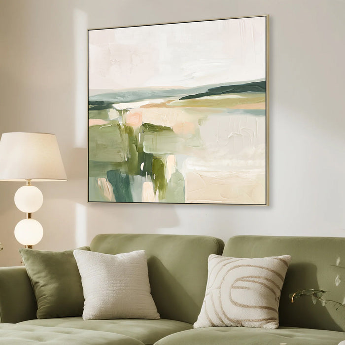 Seagrass Calm 80 x 80cm Framed Canvas - Natural