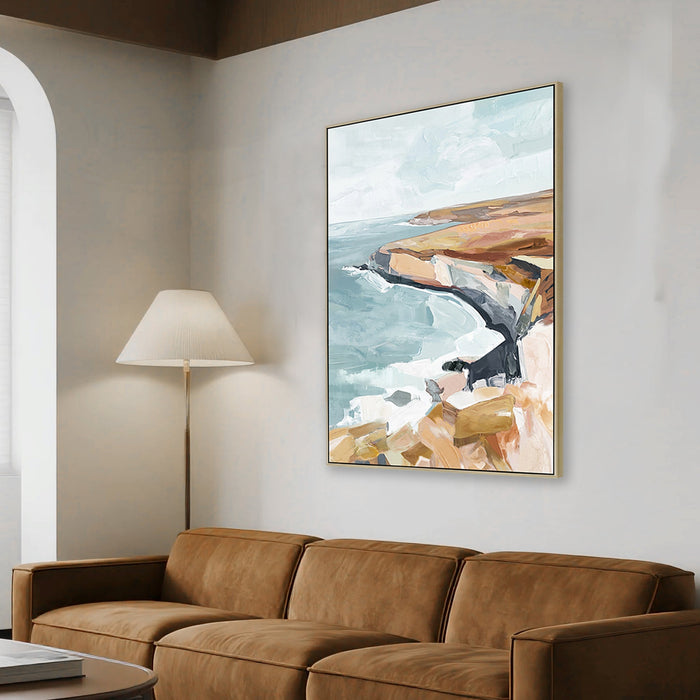 Ocean s Embrace 80 x 120cm Framed Canvas - Natural
