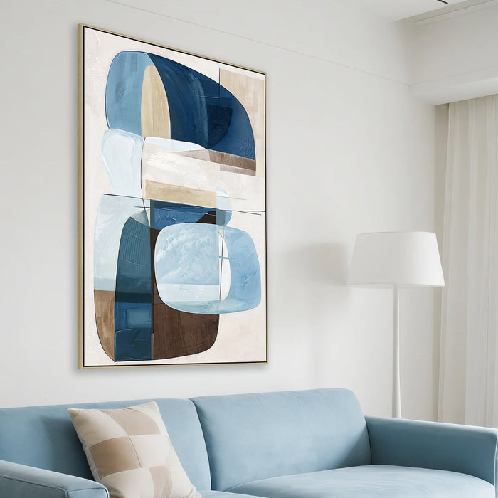 Azurine Block 80 x 120cm Framed Canvas - Natural