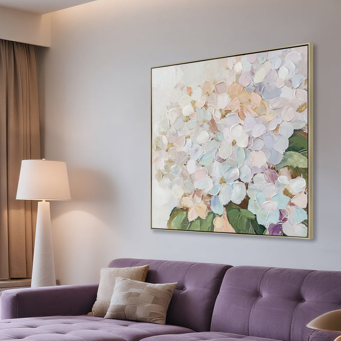 Petal Whisper 80 x 80cm Framed Canvas - Natural