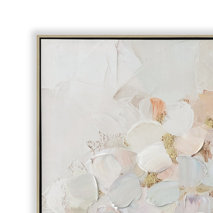 Petal Whisper 80 x 80cm Framed Canvas - Natural
