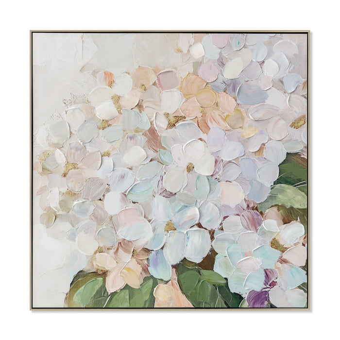 Petal Whisper 80 x 80cm Framed Canvas - Natural