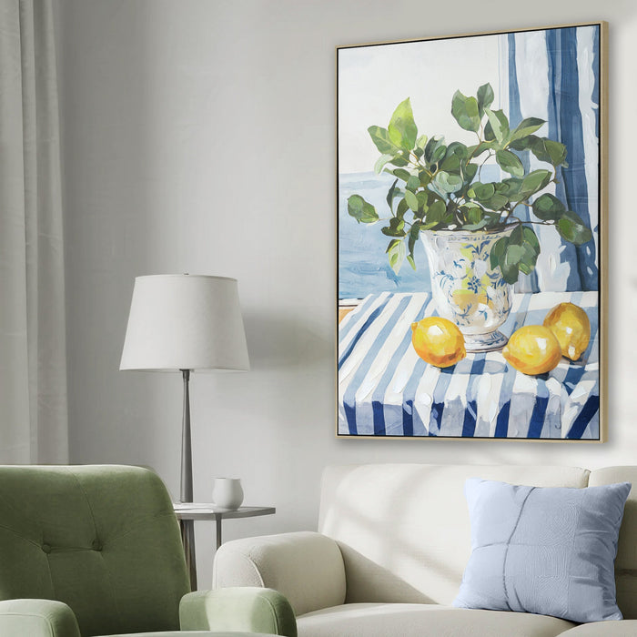 Mediterranean Citrus Bloom 60 x 90cm Framed Canvas - Natural