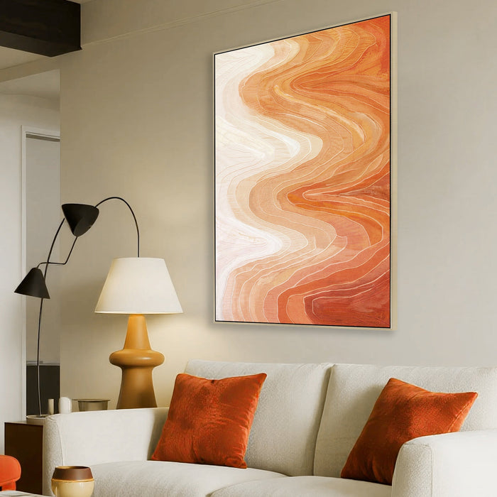 Cinnabar Waves 100 x 150cm Framed Canvas - Natural