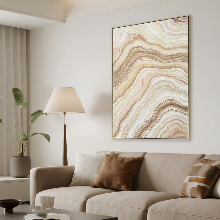 Alabaster Veins 80 x 120cm Framed Canvas - Natural