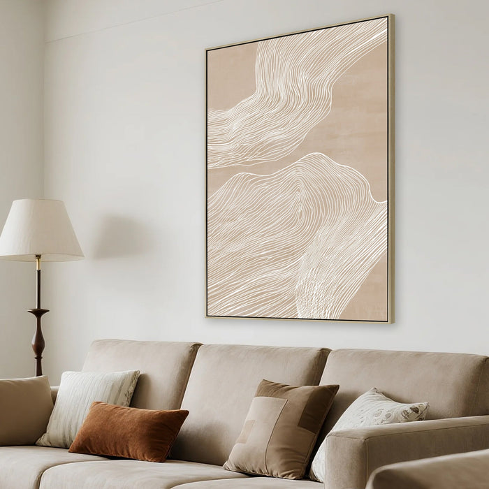 Terra Flow Style B 80 x 120cm Framed Canvas - Natural