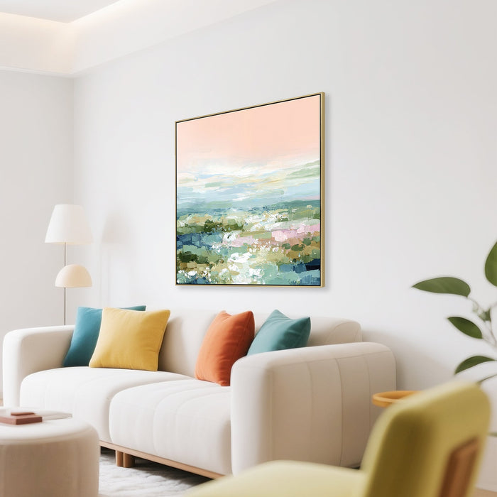 Aurora di Mare 100 x 100cm Framed Canvas - Light Natural