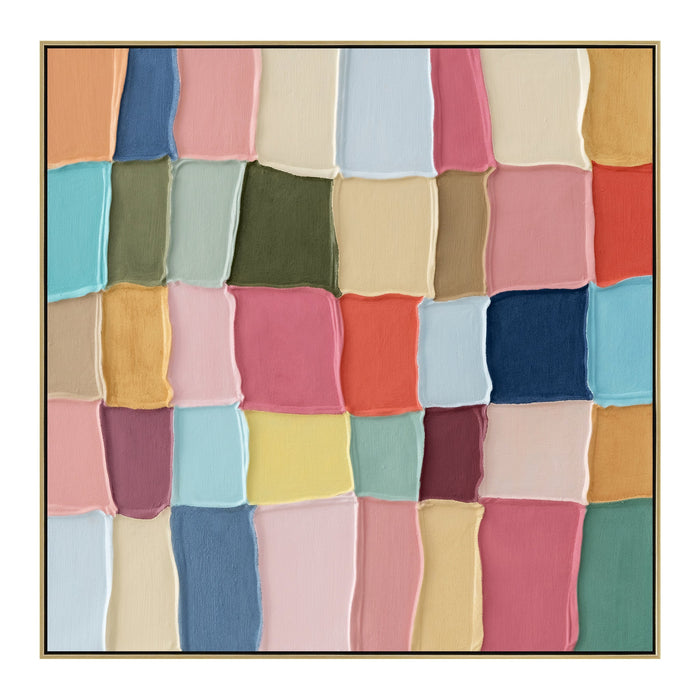 Patchi 100 x 100cm Framed Canvas - Light Natural