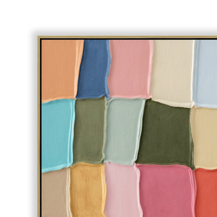 Patchi 100 x 100cm Framed Canvas - Light Natural