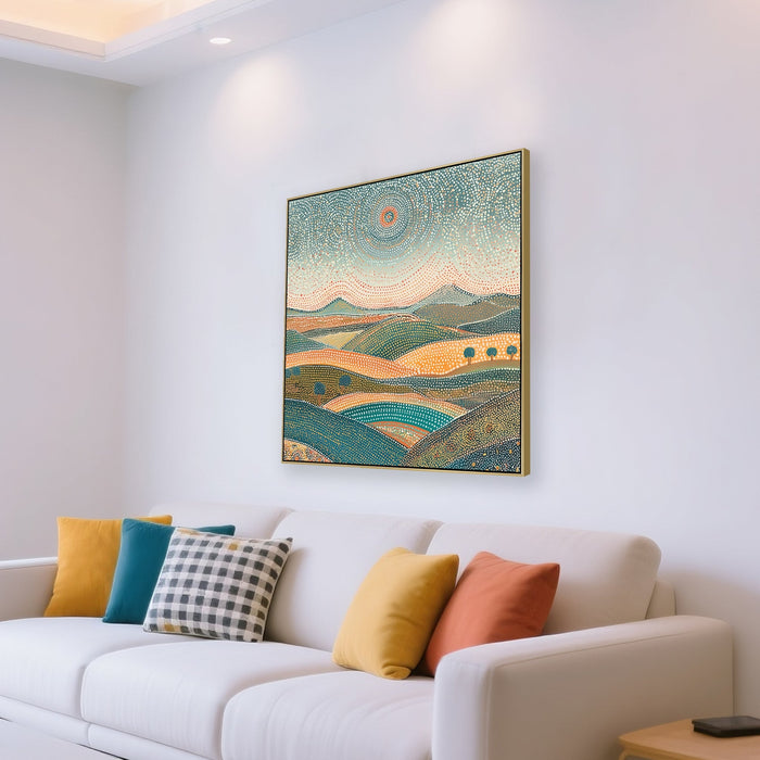 Dream Land 80 x 80cm Framed Canvas - Light Natural