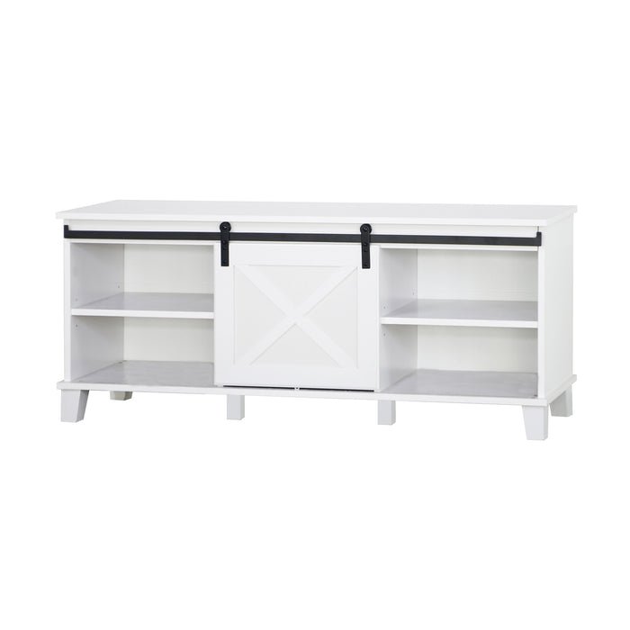 Barndoor Tv Unit In White