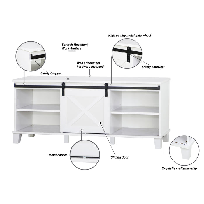 Barndoor Tv Unit In White