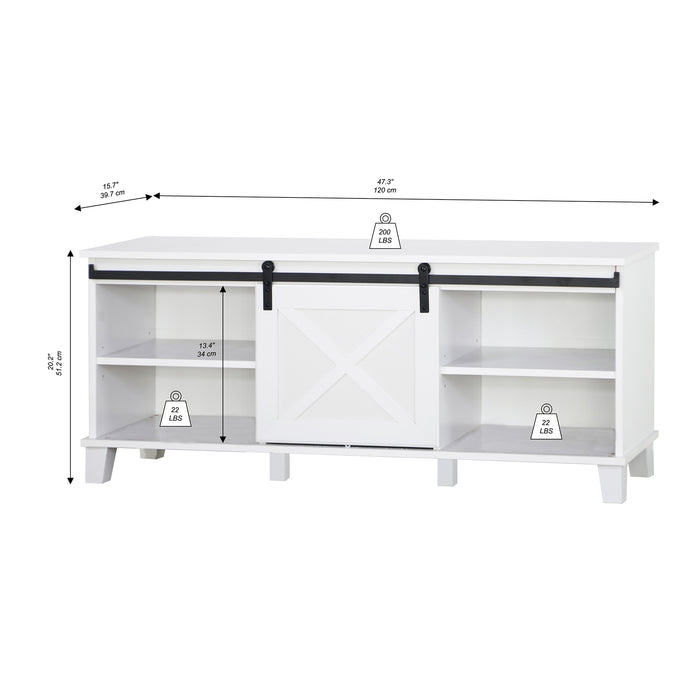 Barndoor Tv Unit In White