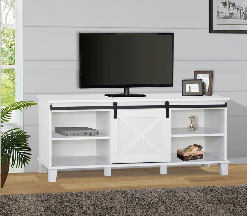 Barndoor Tv Unit In White