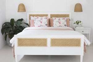 Harrison Cane White Queen Size Bed