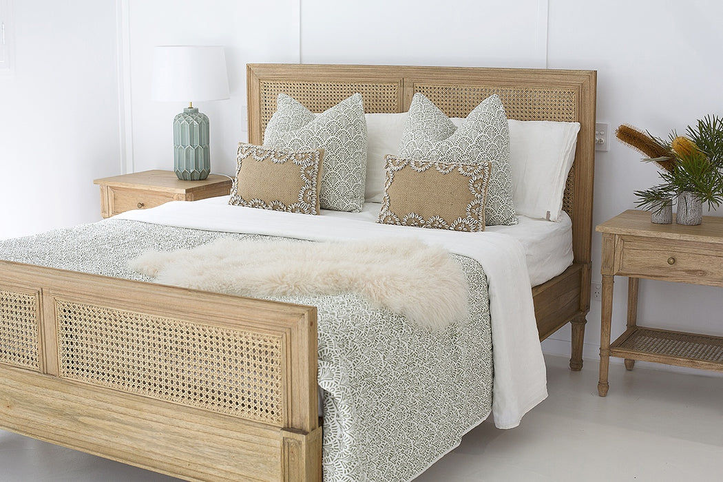 Harrison Cane King Bed - Weathered Oak