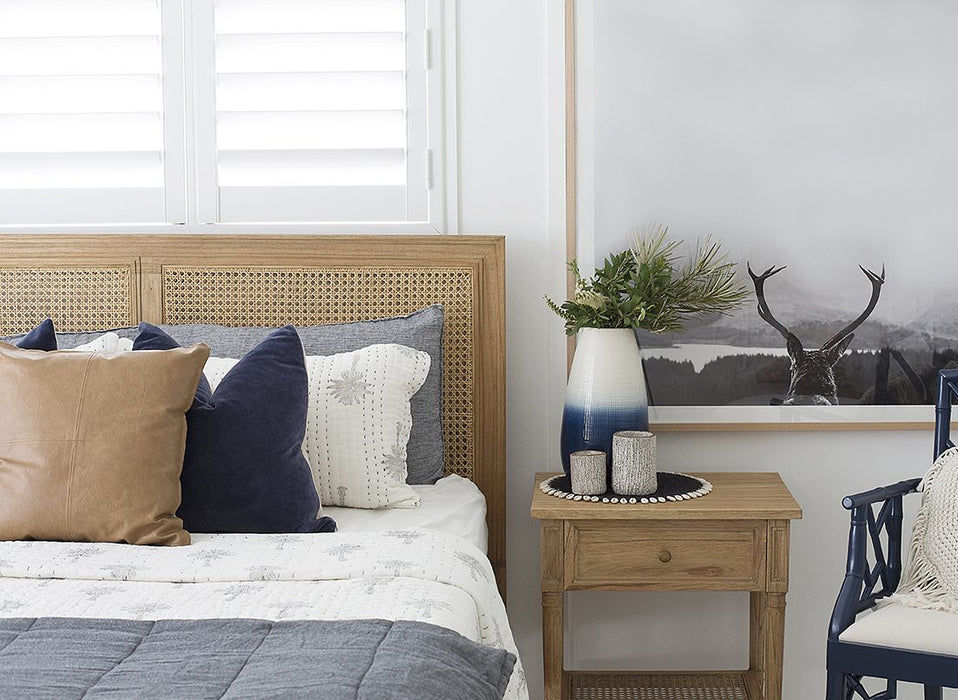 Harrison Cane Double Bedhead - Weathered Oak