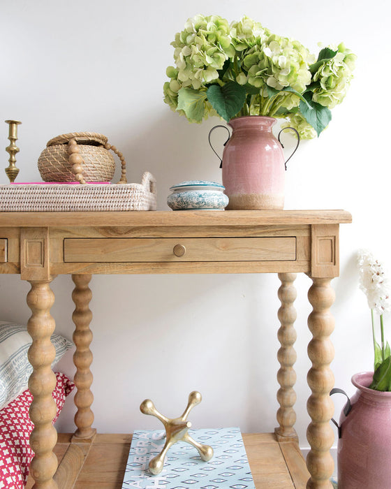 Stradbroke Bobbin Console Table - Herringbone top with 2 drawer