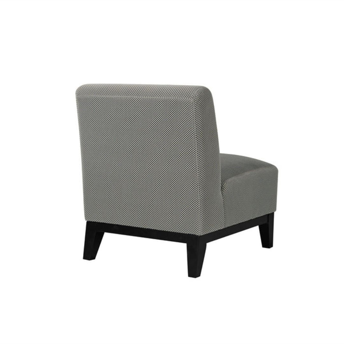 Ace Chair Grey textured fabric upholstery with Dark Timber Legs