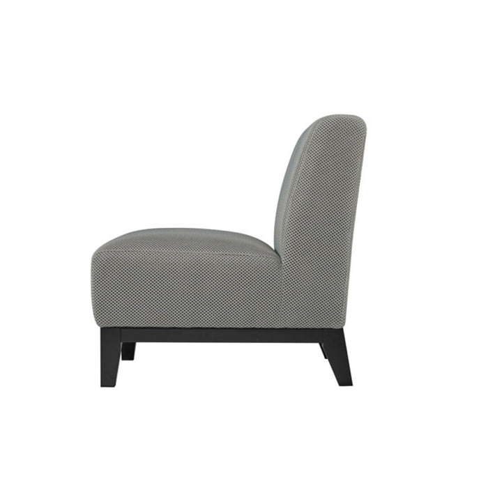 Ace Chair Grey textured fabric upholstery with Dark Timber Legs
