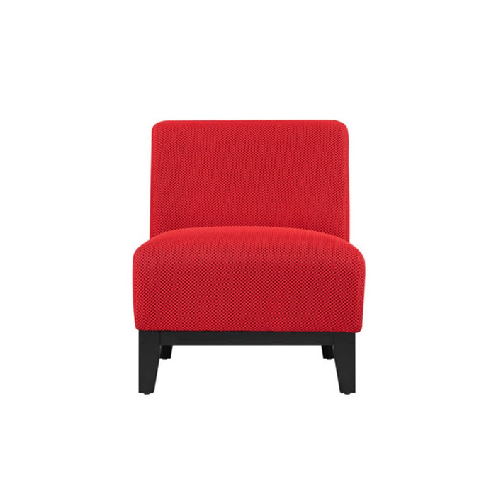 Ace Chair Red textured fabric upholstery with Dark Timber Legs