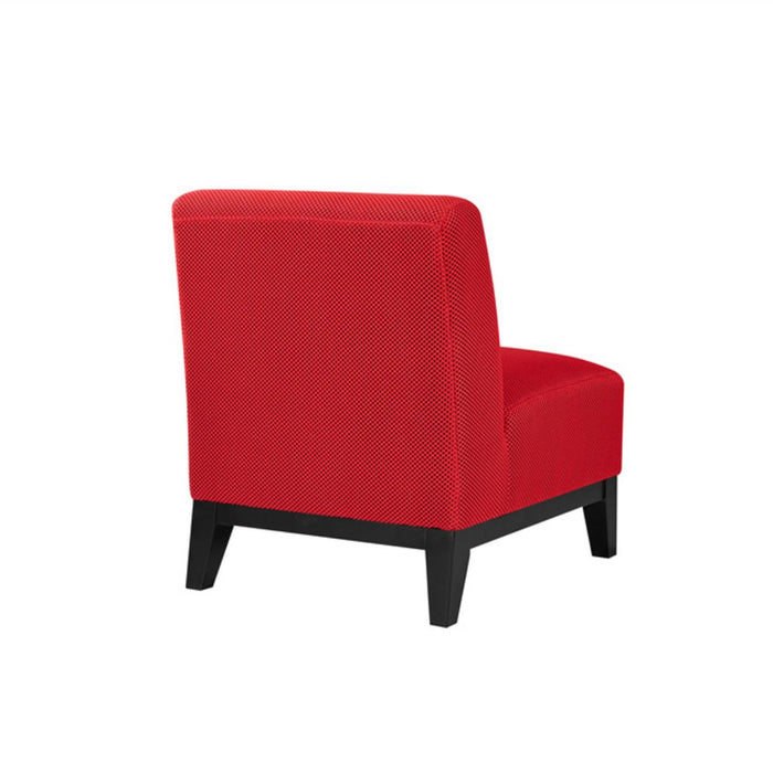 Ace Chair Red textured fabric upholstery with Dark Timber Legs