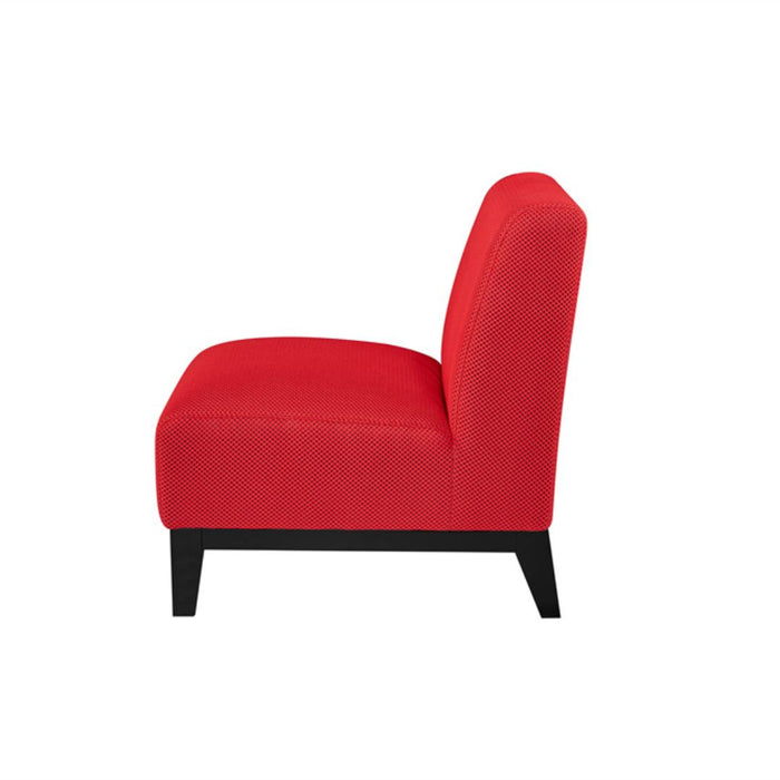 Ace Chair Red textured fabric upholstery with Dark Timber Legs