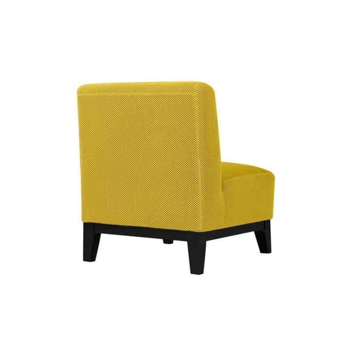 Ace Chair Yellow textured fabric upholstery with Dark Timber Legs