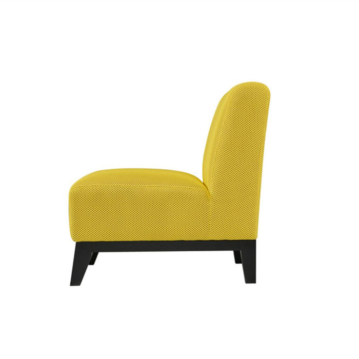 Ace Chair Yellow textured fabric upholstery with Dark Timber Legs