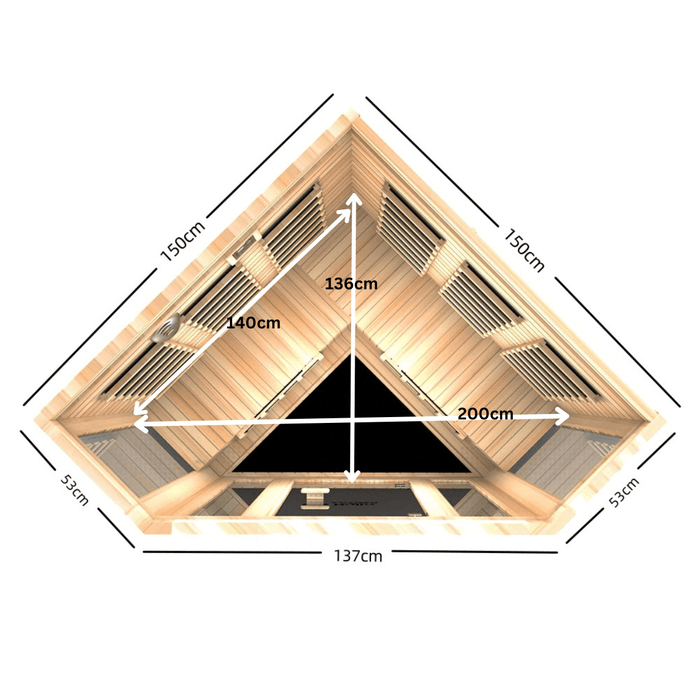 Kylin Low EMF L-shaped Corner Carbon Far Infrared Sauna 4 person - K8401/033LV