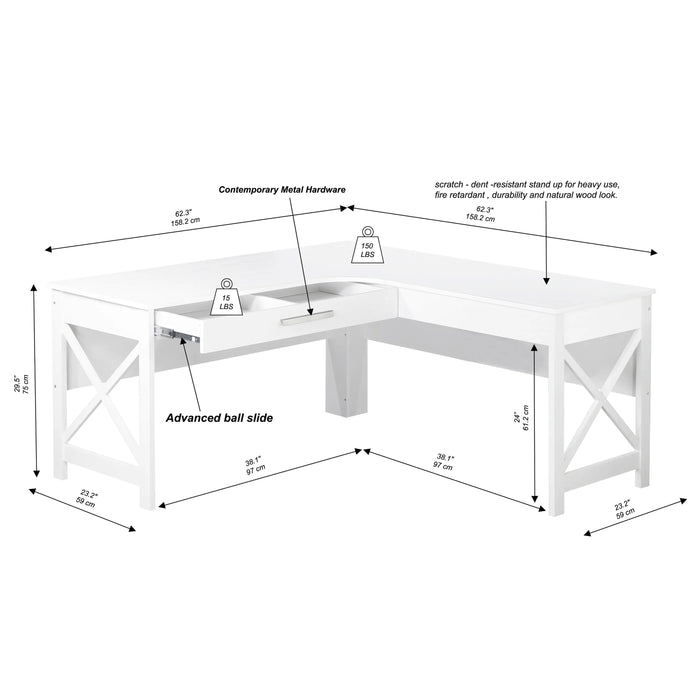 Alaska L-Desk - Distressed White