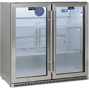 Schmick Stainless Bar Fridge 2 Door With Heated Glass and Triple Glazing (Model: SK190-SS)
