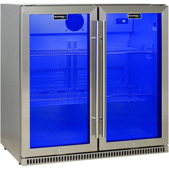 Schmick Stainless Bar Fridge 2 Door With Heated Glass and Triple Glazing (Model: SK190-SS)