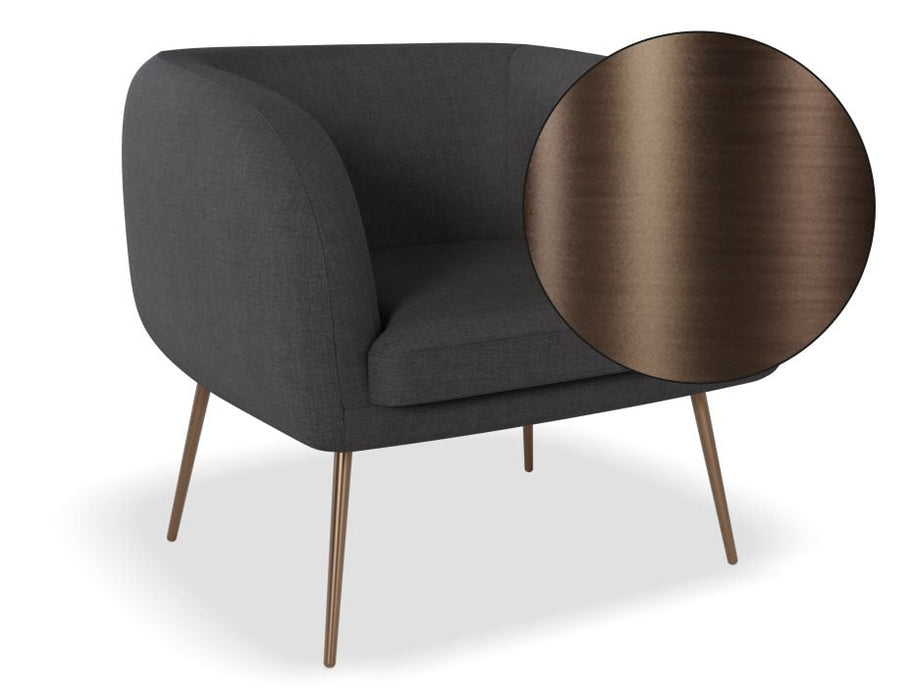 Amour Lounge Chair - Storm Grey - Brushed Matt Gold Legs