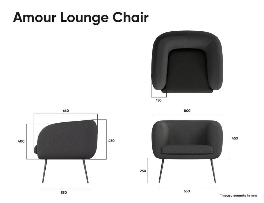 Amour Lounge Chair - Midnight Blue - Brushed Matt Gold Legs