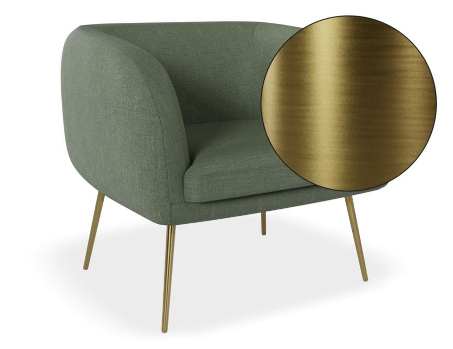 Amour Lounge Chair - Kelp Green - Brushed Matt Bronze Legs