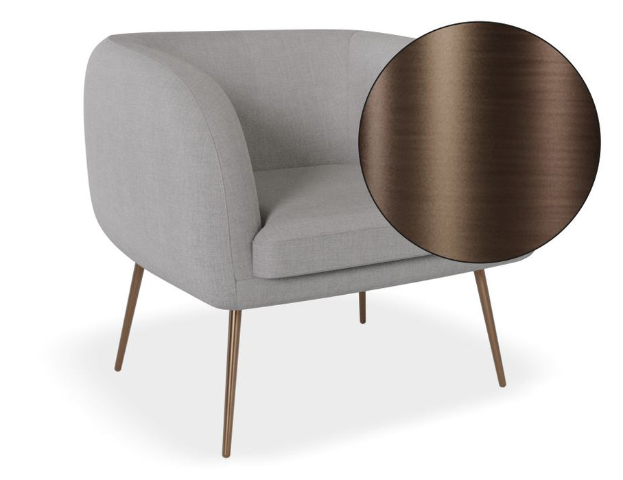 Amour Lounge Chair - Cloud Grey - Brushed Matt Bronze Legs